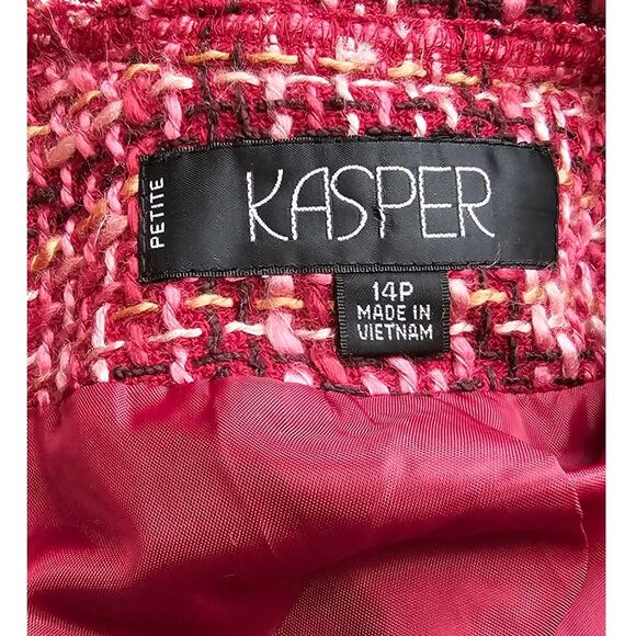 Kasper Women's Button Front Notch Tweed Blazer Jacket Size 14P Petite Multicolor - Picture 6 of 6